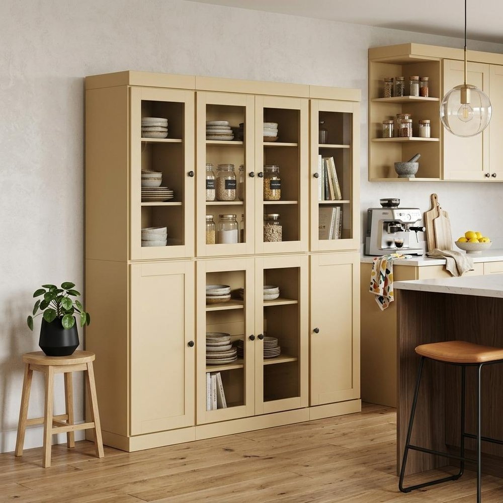 72" Yellow Solid Wood 8 Pantry Or Storage Closet