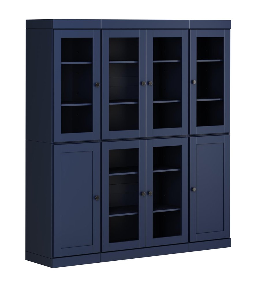 72" Navy Blue Solid Wood 8 Pantry Or Storage Closet