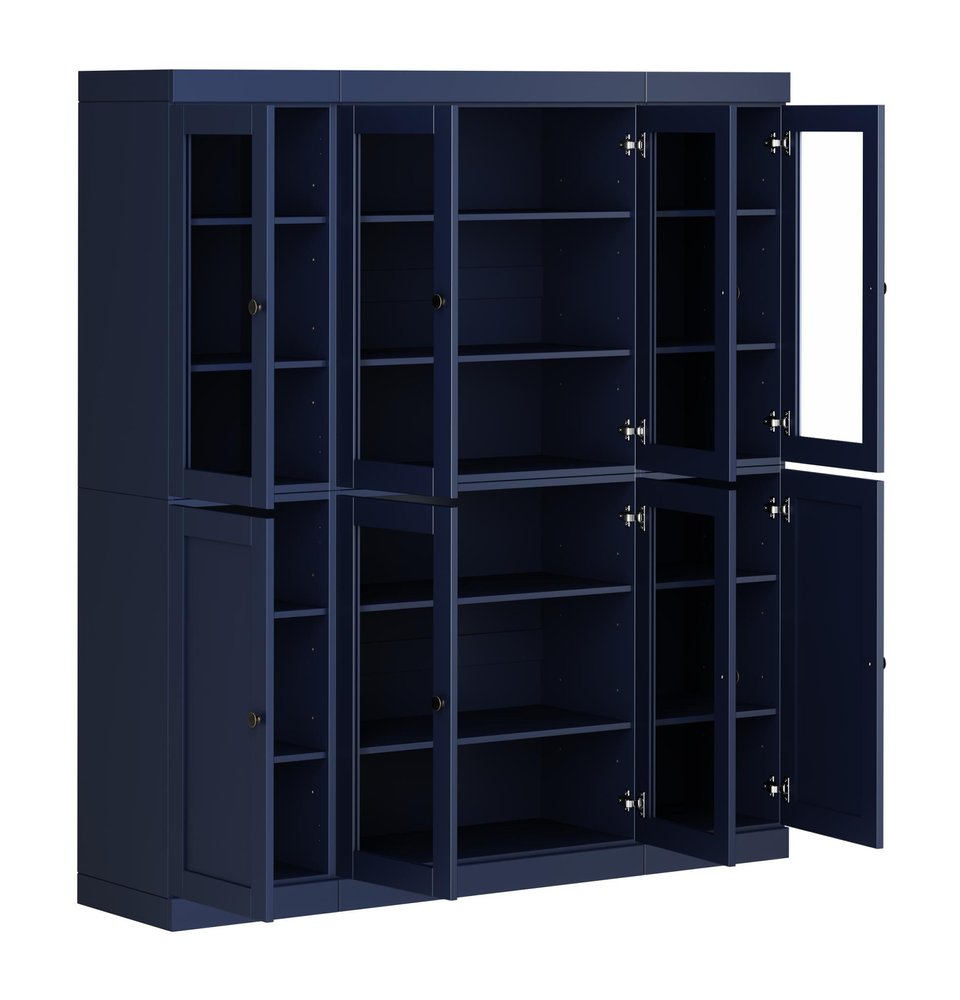 72" Navy Blue Solid Wood 8 Pantry Or Storage Closet