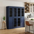 72" Navy Blue Solid Wood 8 Pantry Or Storage Closet