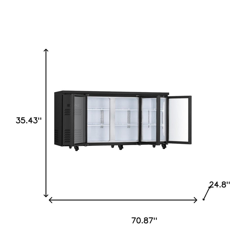 35" X 71" Clear and Black Metal Single Compartment Can Beverage Refrigerator