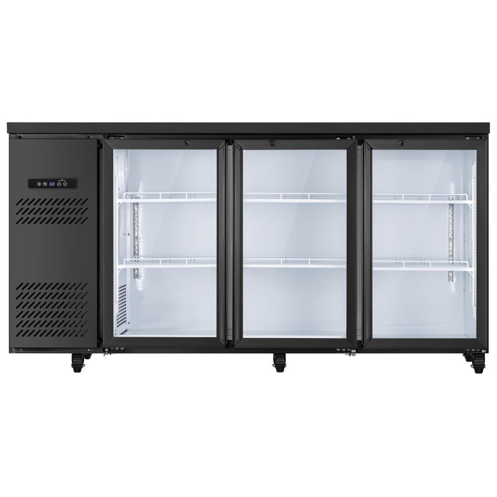 35" X 71" Clear and Black Metal Single Compartment Can Beverage Refrigerator