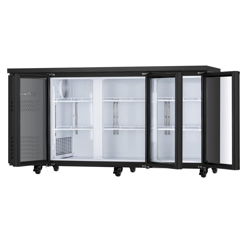 35" X 71" Clear and Black Metal Single Compartment Can Beverage Refrigerator