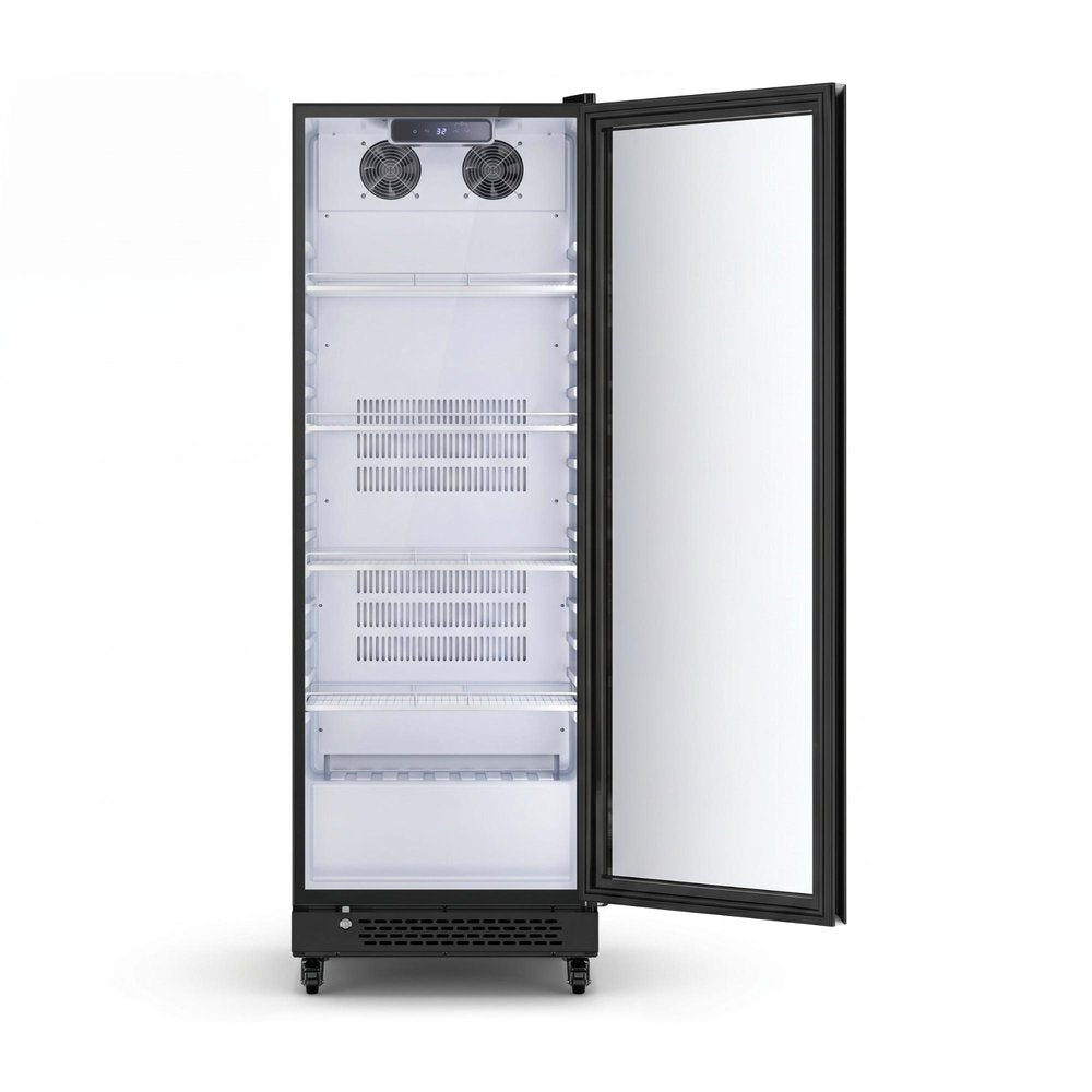 69" X 23" Clear and Black Metal Single Compartment Can Beverage Refrigerator