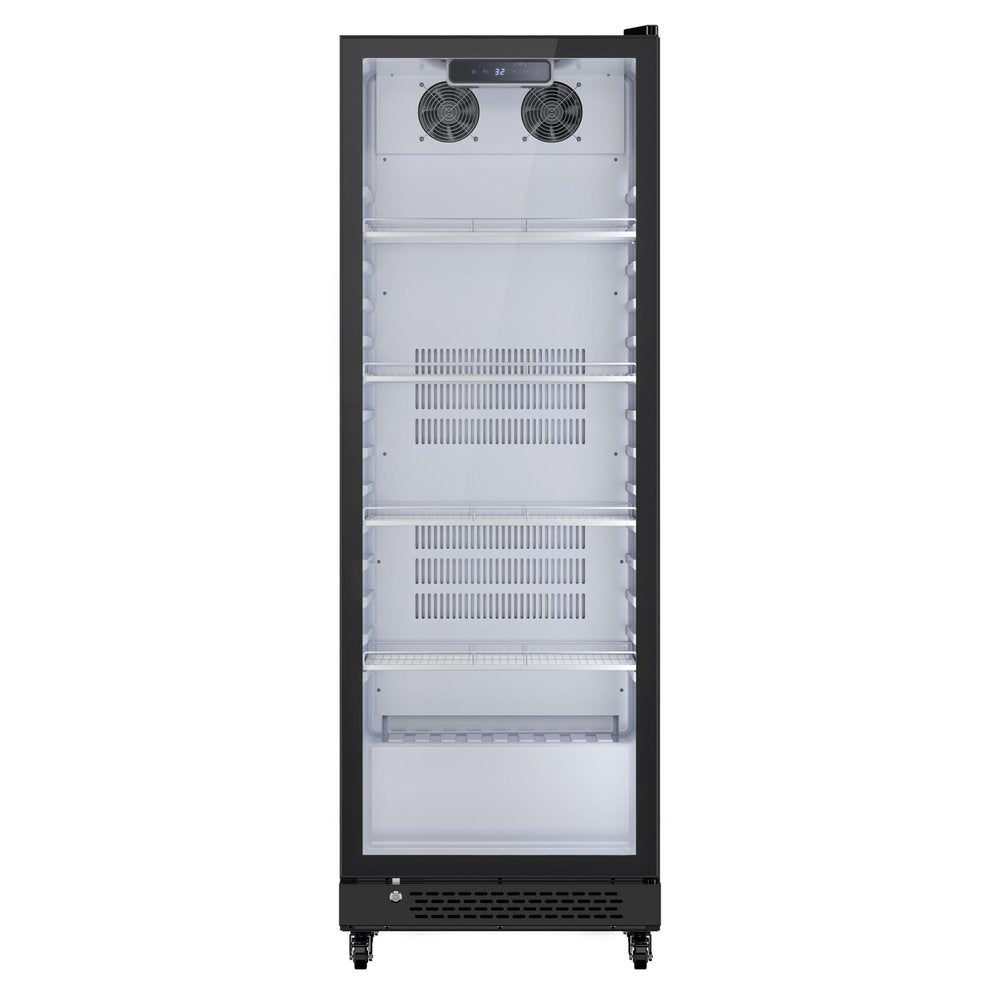 69" X 23" Clear and Black Metal Single Compartment Can Beverage Refrigerator