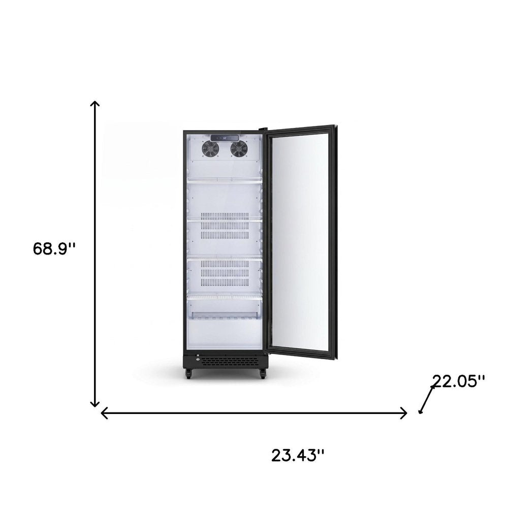 69" X 23" Clear and Black Metal Single Compartment Can Beverage Refrigerator