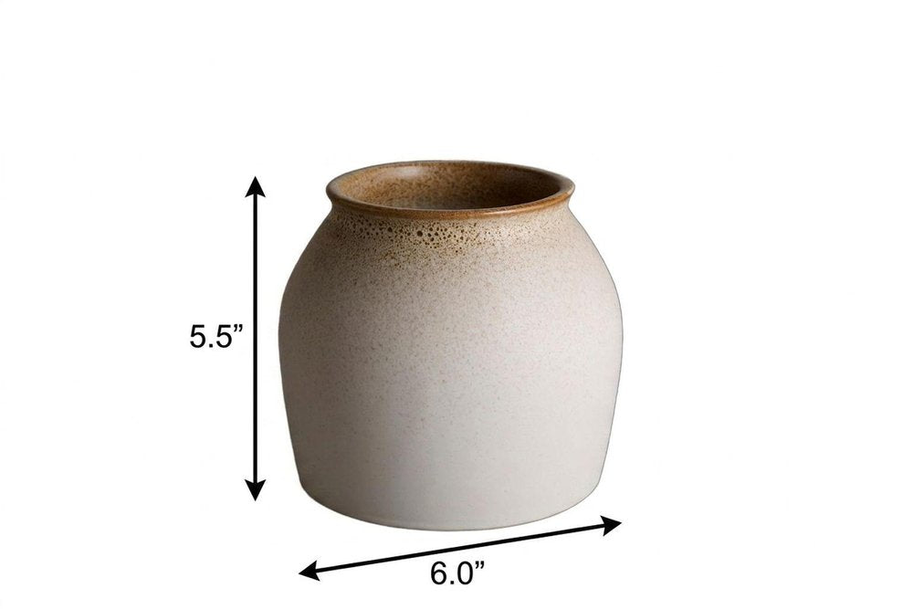 6" Cream Ceramic Cylinder Table Vase