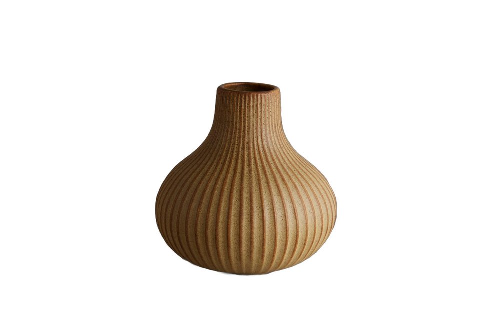 6" Sand Ribbed Ceramic Tapered Table Vase