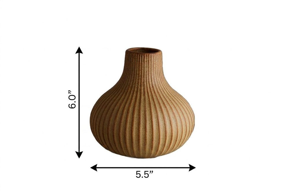 6" Sand Ribbed Ceramic Tapered Table Vase