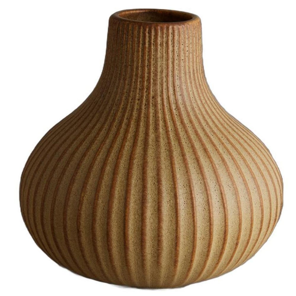 6" Sand Ribbed Ceramic Tapered Table Vase