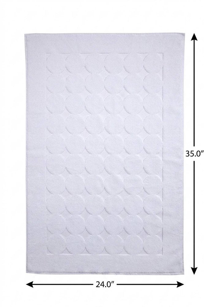 24" X 35" White Tone on Tone Polka Dot Turkish Cotton Bath Rug