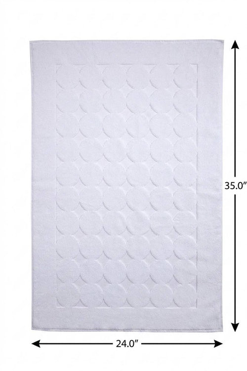 24" X 35" White Tone on Tone Polka Dot Turkish Cotton Bath Rug