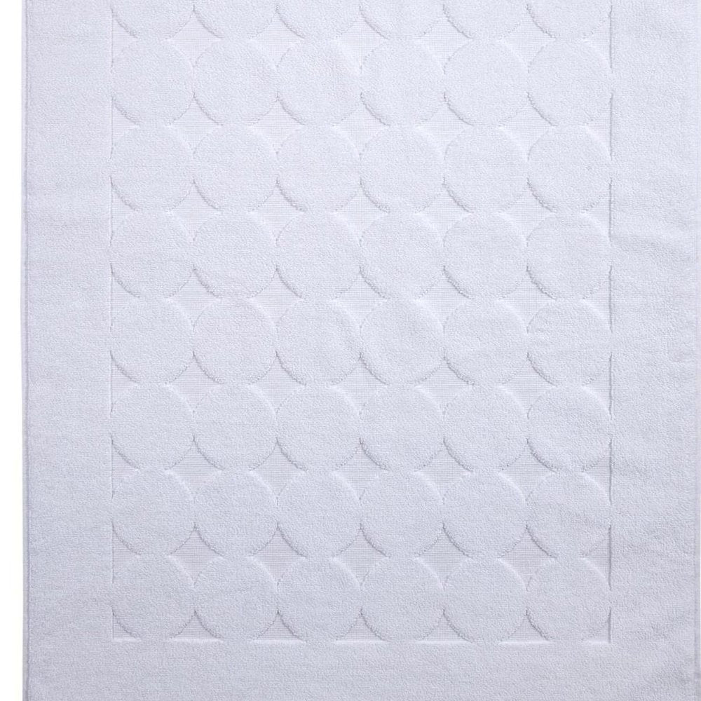 24" X 35" White Tone on Tone Polka Dot Turkish Cotton Bath Rug