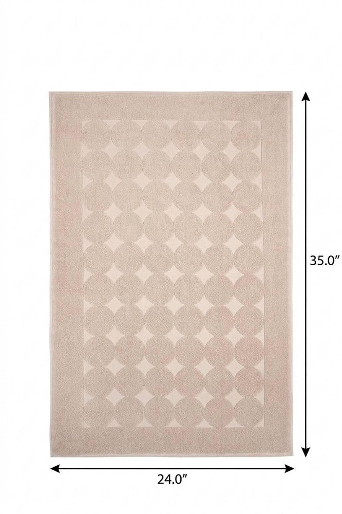 24" X 35" White Tone on Tone Polka Dot Turkish Cotton Bath Rug