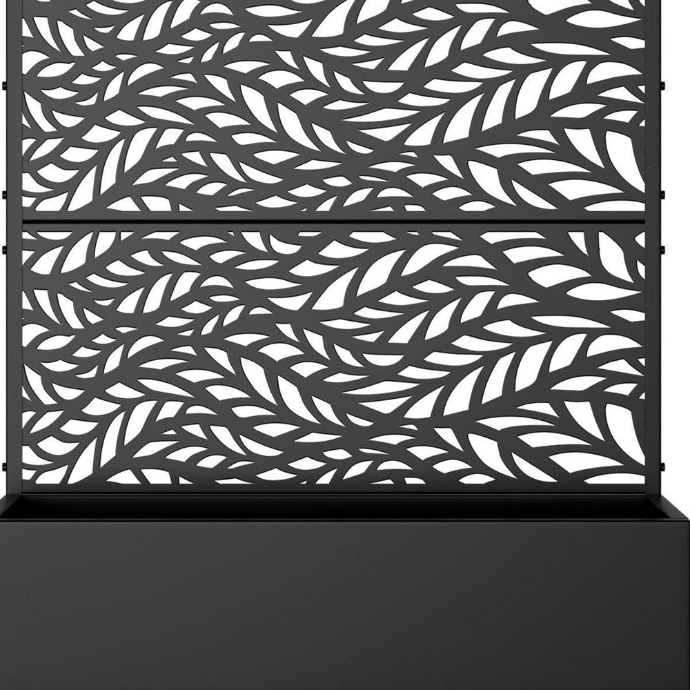 Set of Two Black Botanical Galvanized Metal Rectangular Planter Box