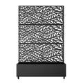 Set of Two Black Botanical Galvanized Metal Rectangular Planter Box on a white background