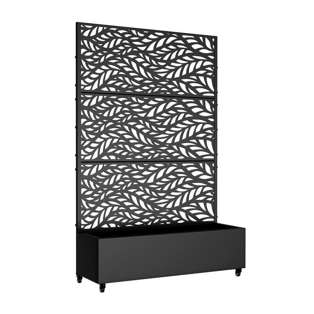 Set of Two Black Botanical Galvanized Metal Rectangular Planter Box