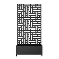 Set of Two Black Geometric Galvanized Metal Rectangular Planter Box on a white background