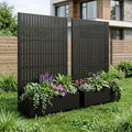 Set of Two Black Striped Galvanized Metal Rectangular Planter Box