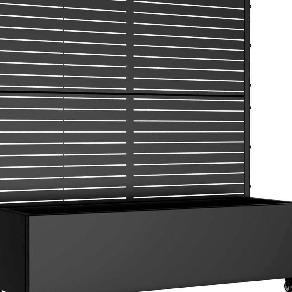 Set of Two Black Striped Galvanized Metal Rectangular Planter Box