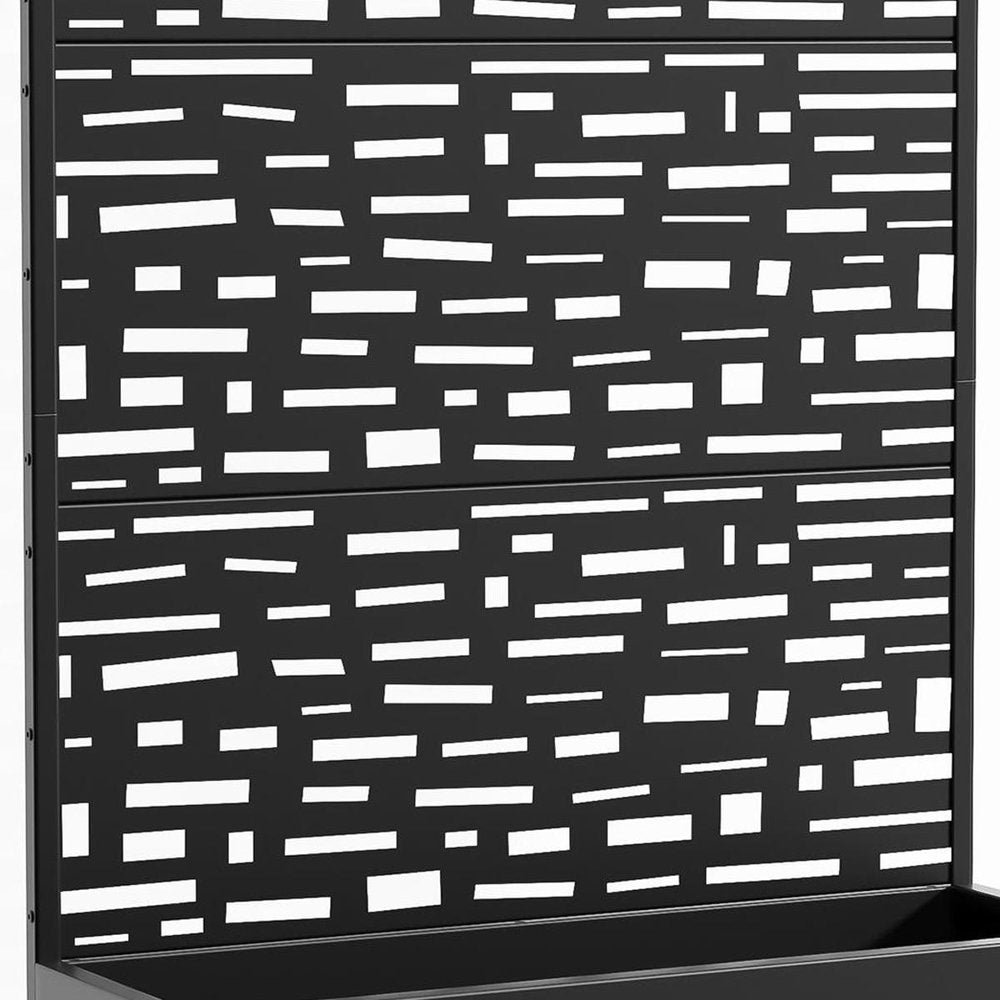 Set of Two Black Geometric Galvanized Metal Rectangular Planter Box