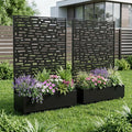 Set of Two Black Geometric Galvanized Metal Rectangular Planter Box