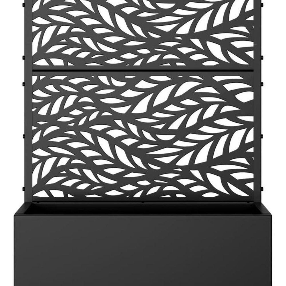 Set of Two Black Botanical Galvanized Metal Rectangular Planter Box
