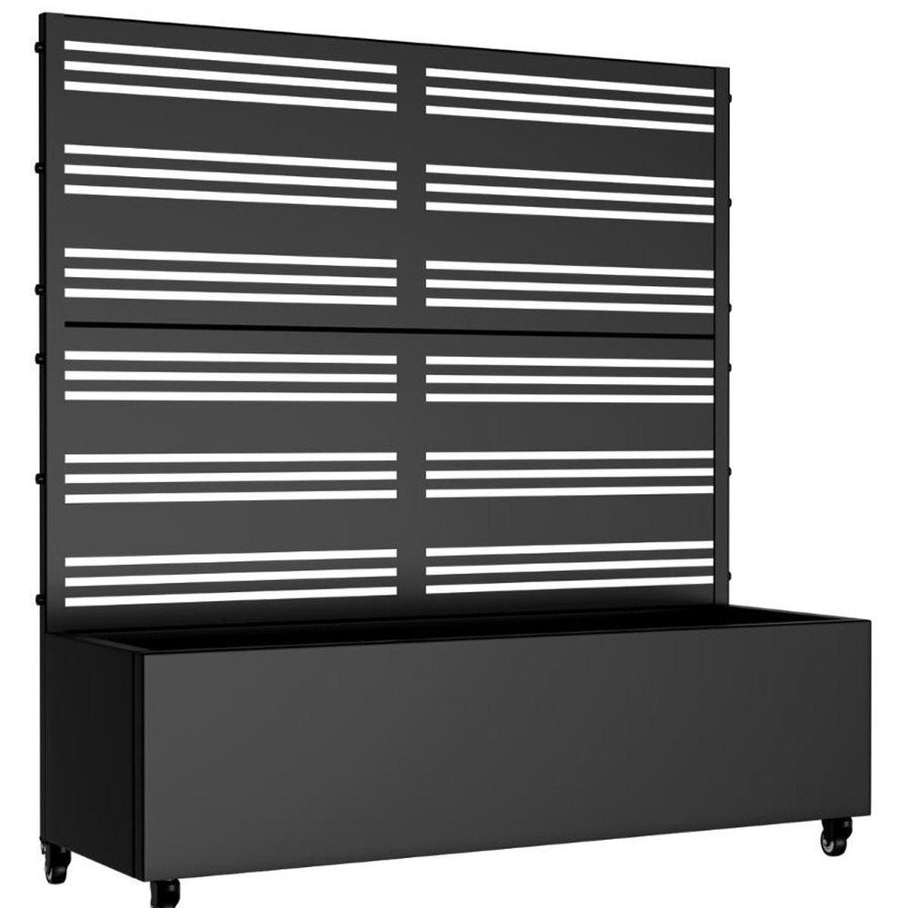 Set of Two Black Striped Galvanized Metal Rectangular Planter Box