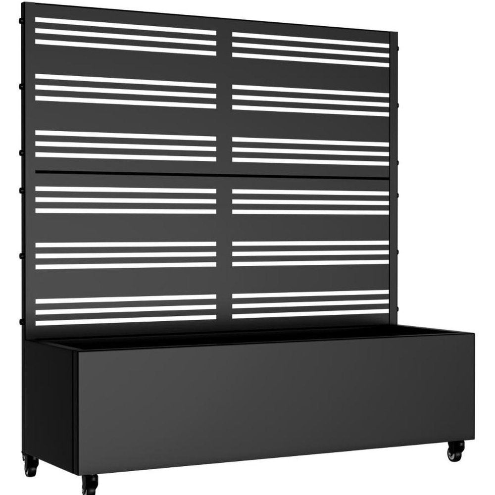 Set of Two Black Striped Galvanized Metal Rectangular Planter Box