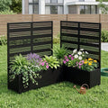 Set of Two Black Striped Galvanized Metal Rectangular Planter Box