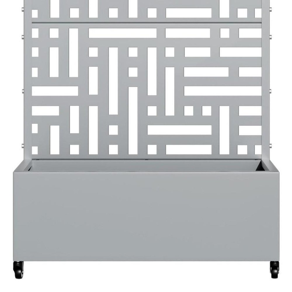 Set of Two Gray Geometric Galvanized Metal Rectangular Planter Box