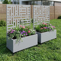 Set of Two Gray Geometric Galvanized Metal Rectangular Planter Box