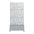 Set of Two Gray Geometric Galvanized Metal Rectangular Planter Box on a white background