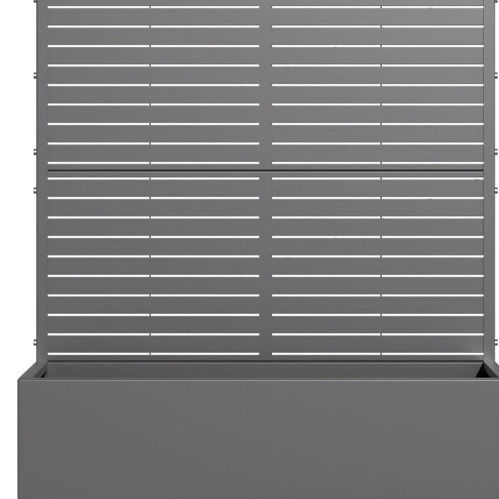 Set of Two Gray Striped Galvanized Metal Rectangular Planter Box