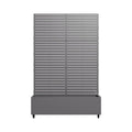 Set of Two Gray Striped Galvanized Metal Rectangular Planter Box on a white background