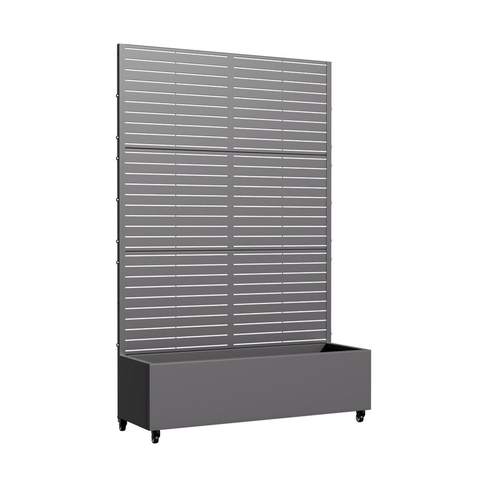 Set of Two Gray Striped Galvanized Metal Rectangular Planter Box