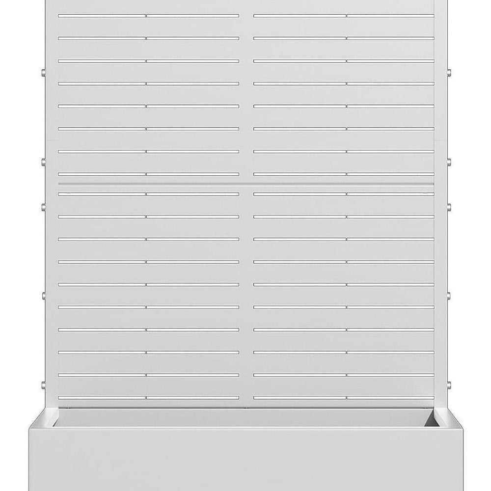 Set of Two White Striped Galvanized Metal Rectangular Planter Box