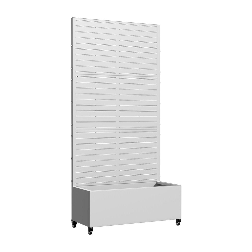 Set of Two White Striped Galvanized Metal Rectangular Planter Box