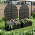 Set of Two Black Striped Galvanized Metal Oval Planter Box