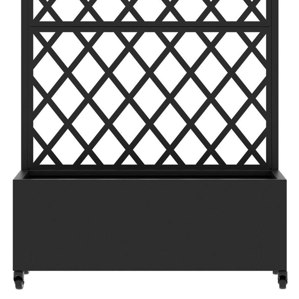 Set of Two Black Geometric Galvanized Metal Oval Planter Box
