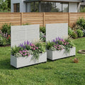 Set of Two White Striped Galvanized Metal Rectangular Planter Box
