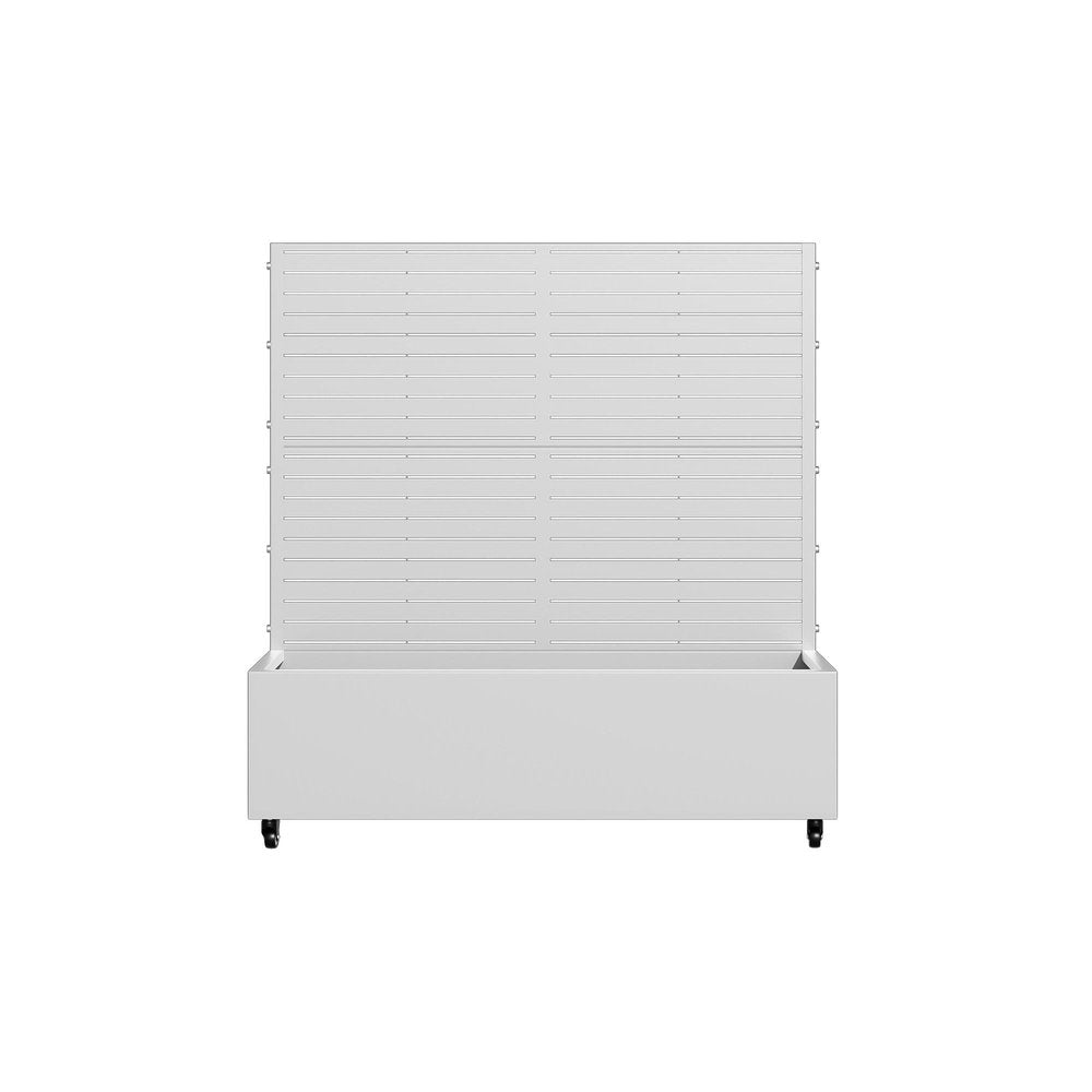 Set of Two White Striped Galvanized Metal Rectangular Planter Box