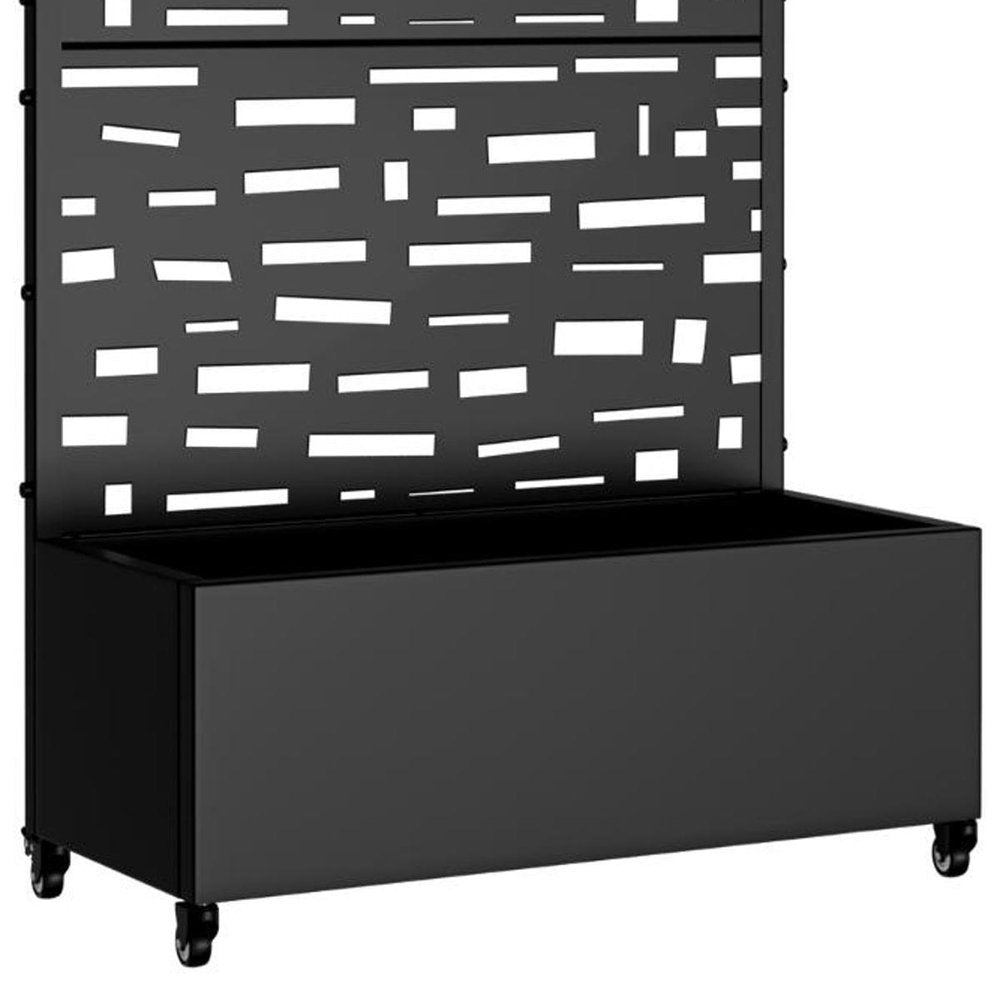 Set of Two Black Geometric Galvanized Metal Rectangular Planter Box