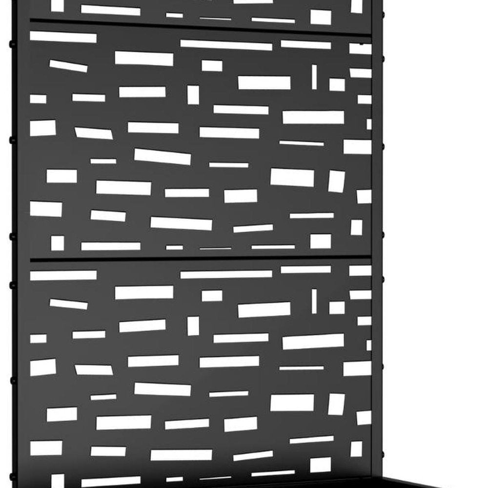 Set of Two Black Geometric Galvanized Metal Rectangular Planter Box