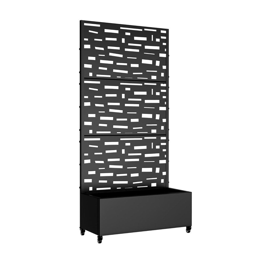 Set of Two Black Geometric Galvanized Metal Rectangular Planter Box