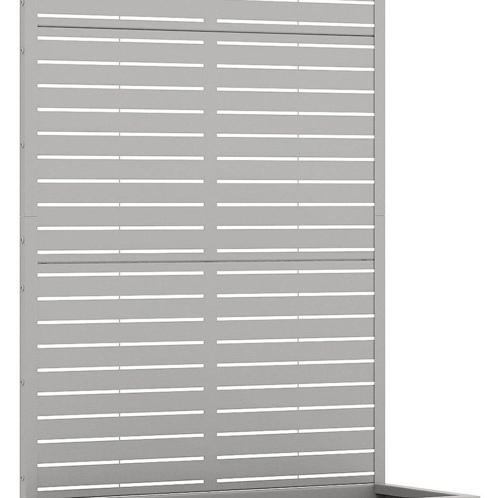 Set of Two Gray Striped Galvanized Metal Rectangular Planter Box