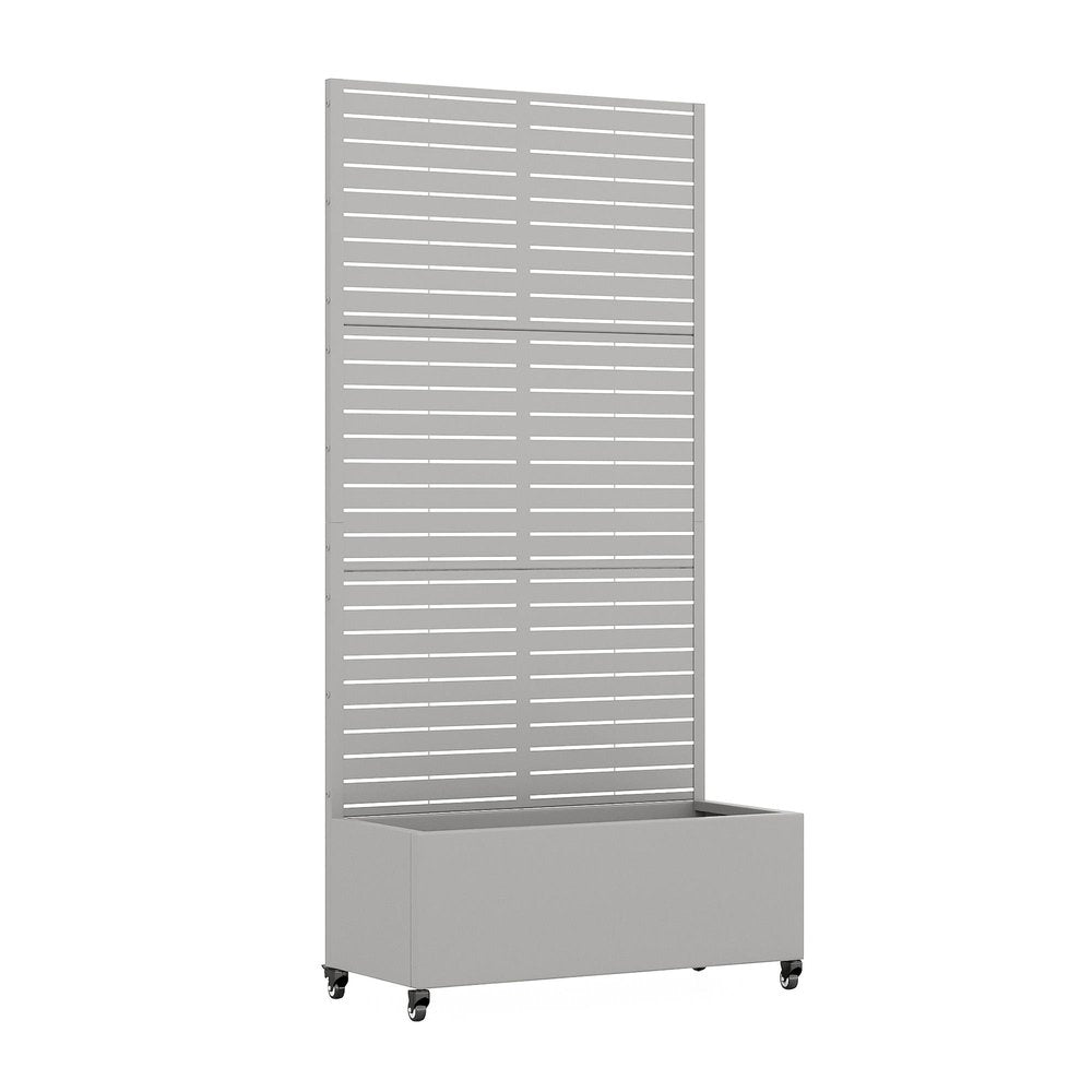 Set of Two Gray Striped Galvanized Metal Rectangular Planter Box