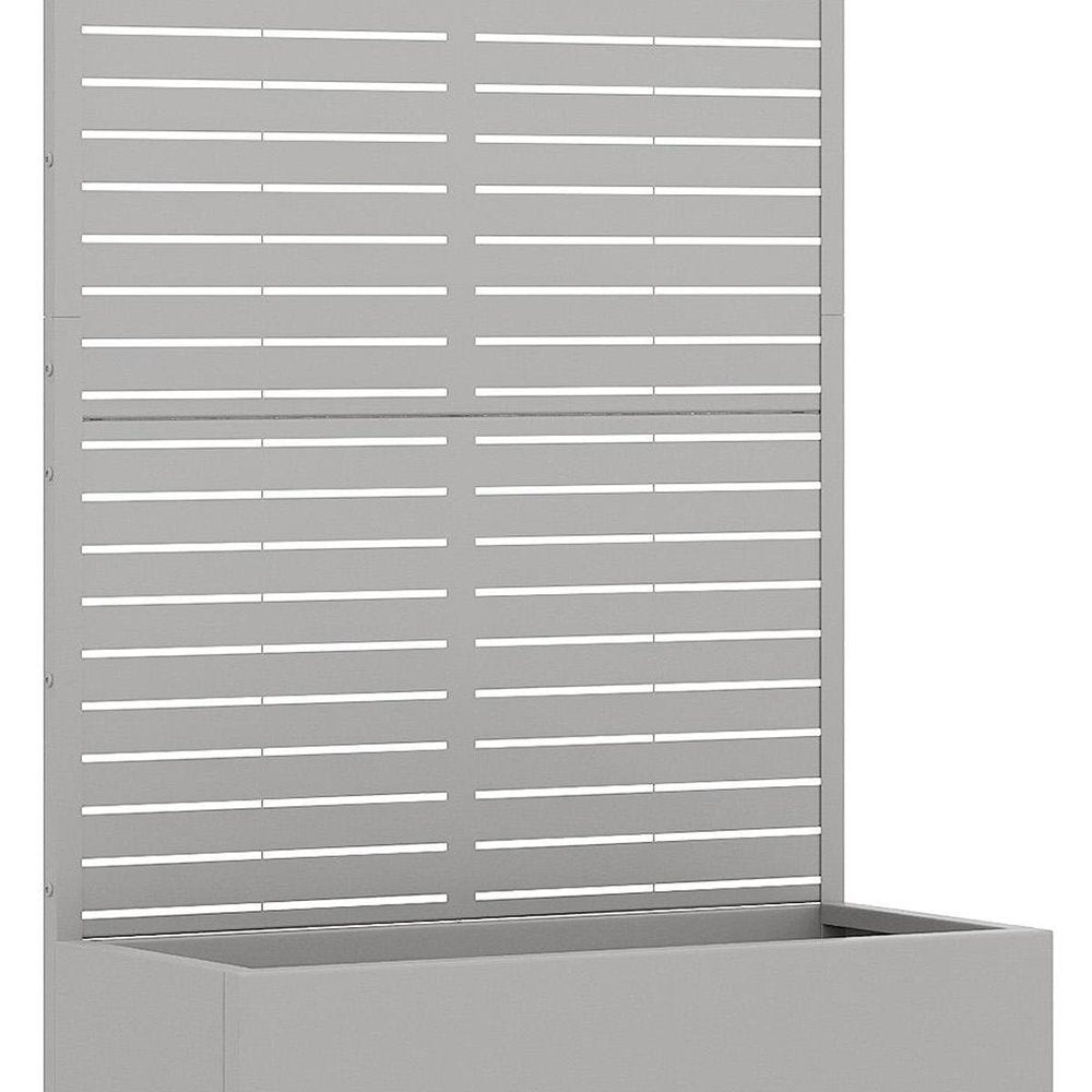 Set of Two Gray Striped Galvanized Metal Rectangular Planter Box