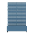 Set of Two Blue Striped Galvanized Metal Rectangular Planter Box on a white background