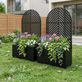 Set of Two Black Striped Galvanized Metal Oval Planter Box